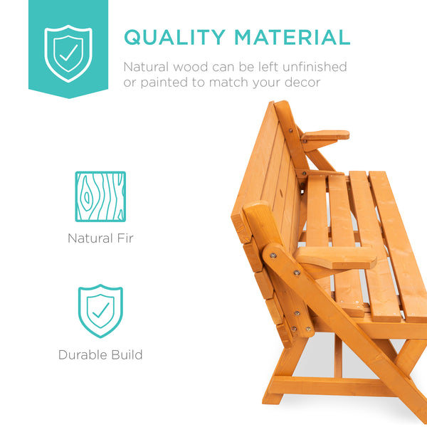 Best Choice 2-in-1 Outdoor Interchangeable Wooden Picnic Table/Garden Bench