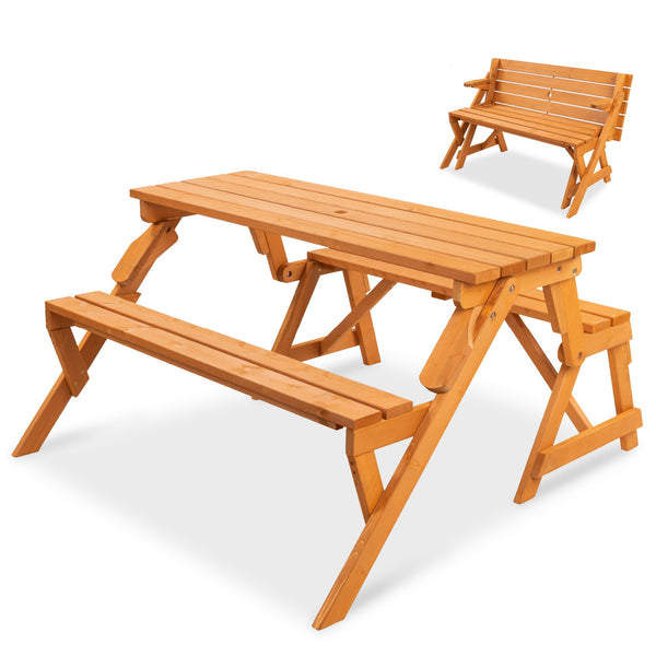 best choice 2-in-1 Outdoor Interchangeable Wooden Picnic Table/Garden Bench