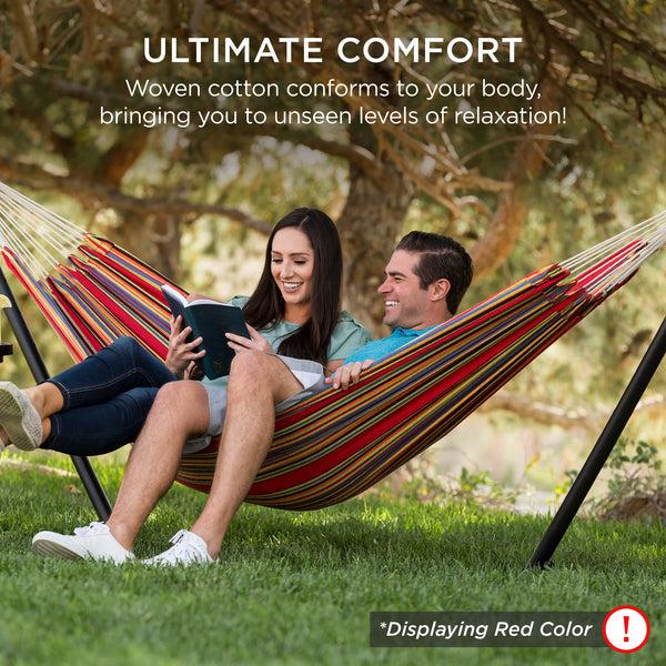 Best Choice 2-Person Brazilian-Style Double Hammock W/ Carrying Bag And Steel Stand