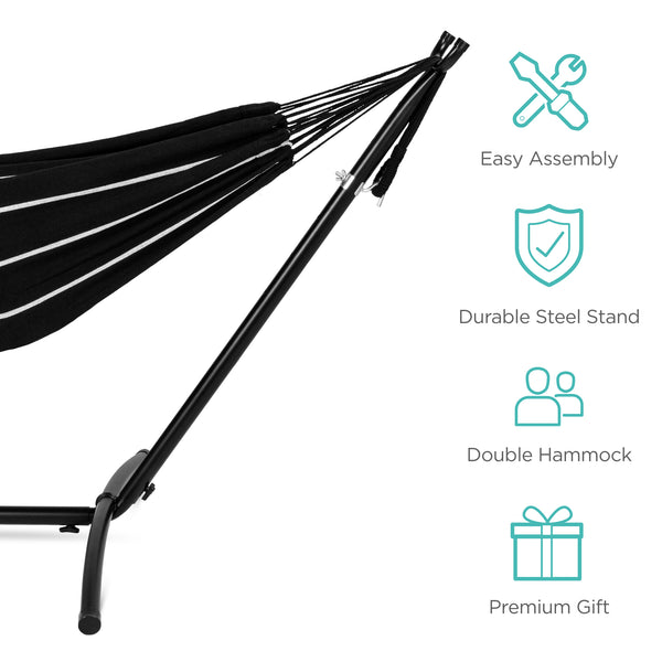 Best Choice 2-Person Brazilian-Style Double Hammock W/ Carrying Bag And Steel Stand