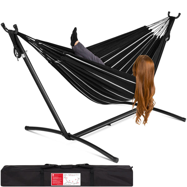 best choice 2-Person Brazilian-Style Double Hammock w/ Carrying Bag and Steel Stand
