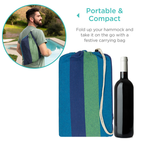 Best Choice 2-Person Brazilian-Style Double Hammock W/ Portable Carrying Bag