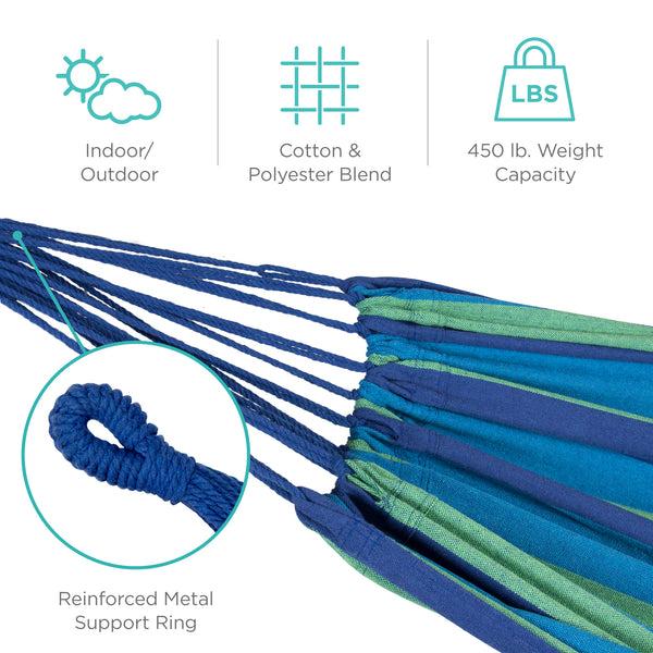 Best Choice 2-Person Brazilian-Style Double Hammock W/ Portable Carrying Bag