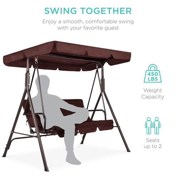 Best Choice 2-Person Outdoor Canopy Swing Glider Furniture W/ Cushions Steel Frame