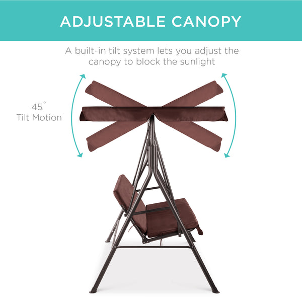 Best Choice 2-Person Outdoor Canopy Swing Glider Furniture W/ Cushions Steel Frame
