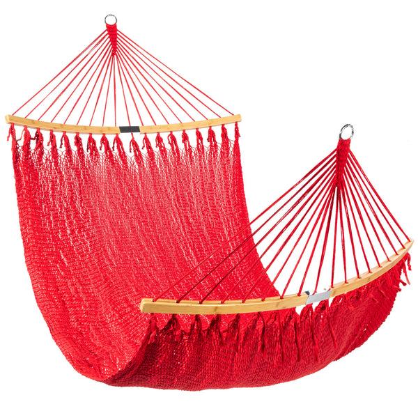 best choice 2-Person Woven Polyester Hammock w/ Curved Bamboo Spreader Bar Carry Bag