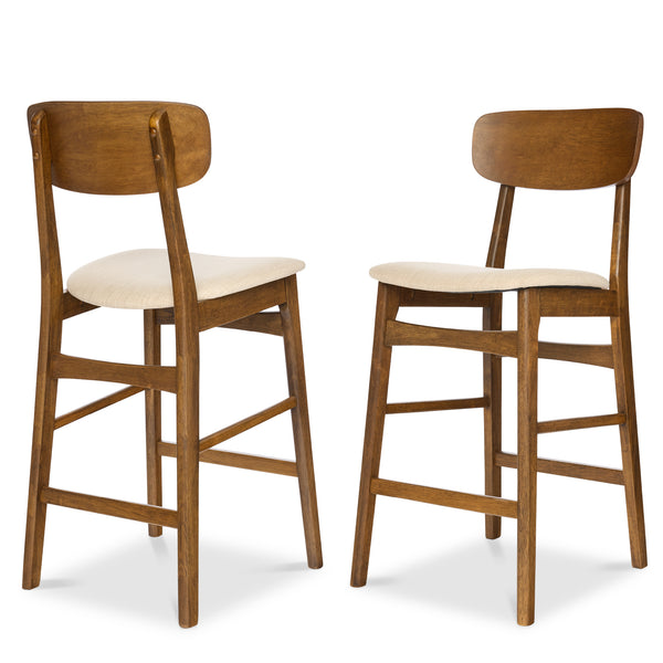 best choice 2-Piece Farmhouse Counter Height Bar Stool Set w/ Cushioned Seat Backrest