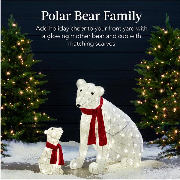 Best Choice 2-Piece Lighted Polar Bear Family Outdoor Decor Set W/ LED Lights