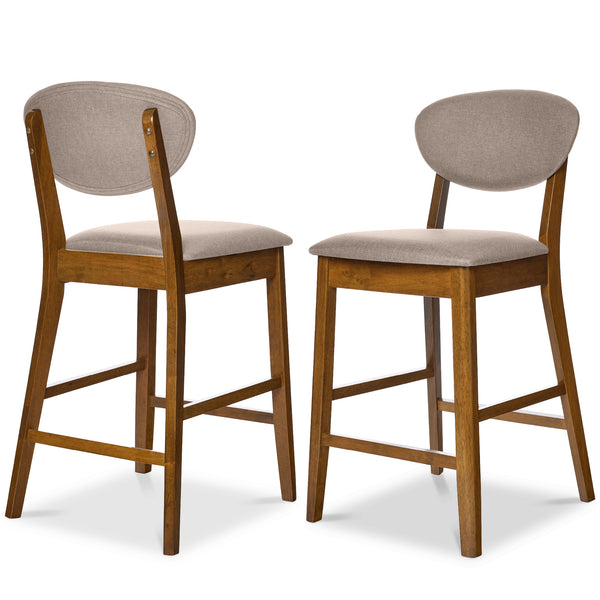 best choice 2-Piece Mid-Century Modern Wood & Upholstered Counter Height Bar Stool Set
