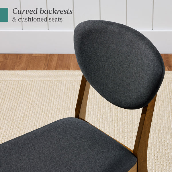 Best Choice 2-Piece Mid-Century Modern Wood &Upholstered Dining Chair Set