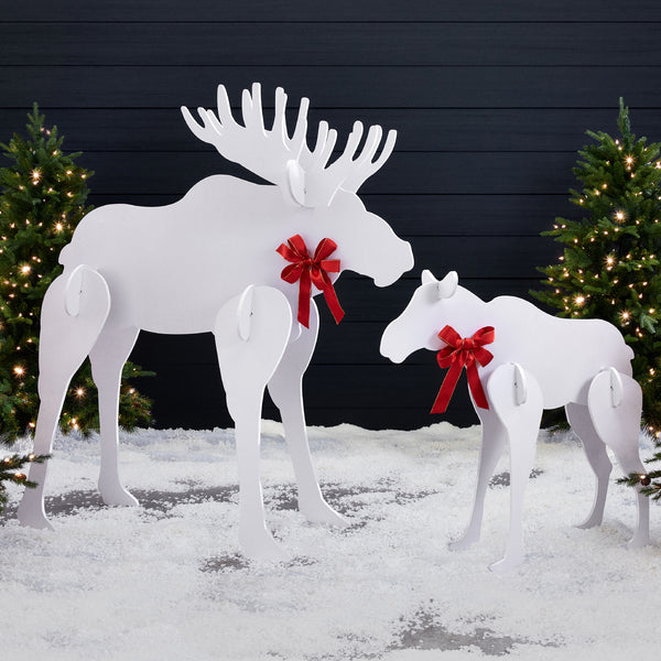 best choice 2-Piece Moose Family Silhouette Set Holiday Yard Decoration w/ Stakes - 58in