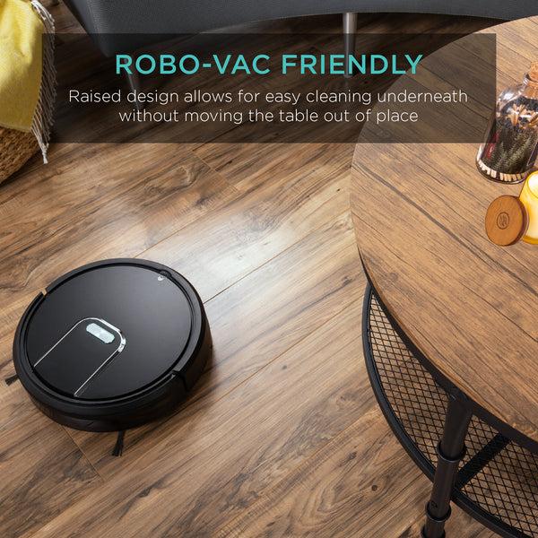 Best Choice 2-Tier Round Industrial Wood & Steel Coffee Table Storage Shelves - 35.5in