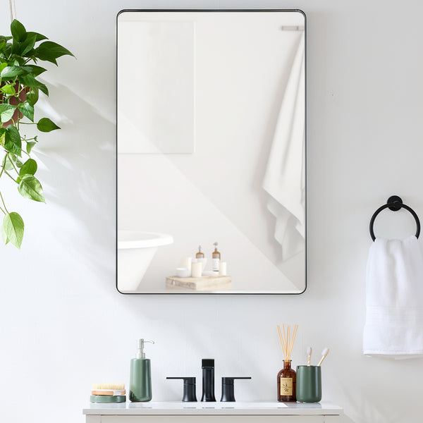 best choice 2-Way Rectangle Wall Mirror w/ Rounded Corners Anti-Blast Film - 24x36in