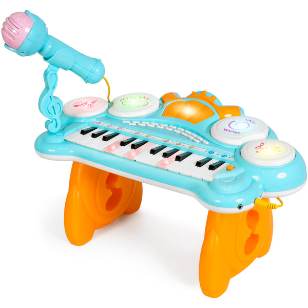 best choice 24-Key Kids Musical Electronic Keyboard w/ Drums Microphone MP3 - Blue