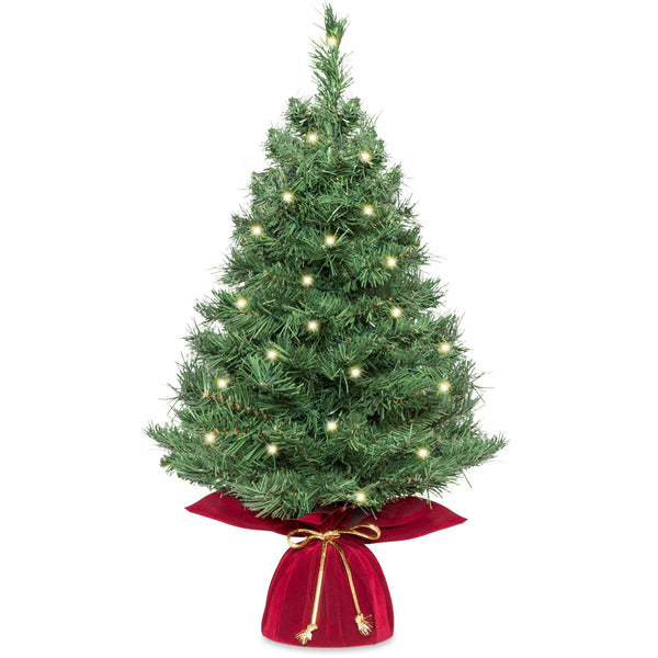 best choice 26in Pre-Lit Artificial Tabletop Christmas Tree w/ 35 White/Multi LED Lights