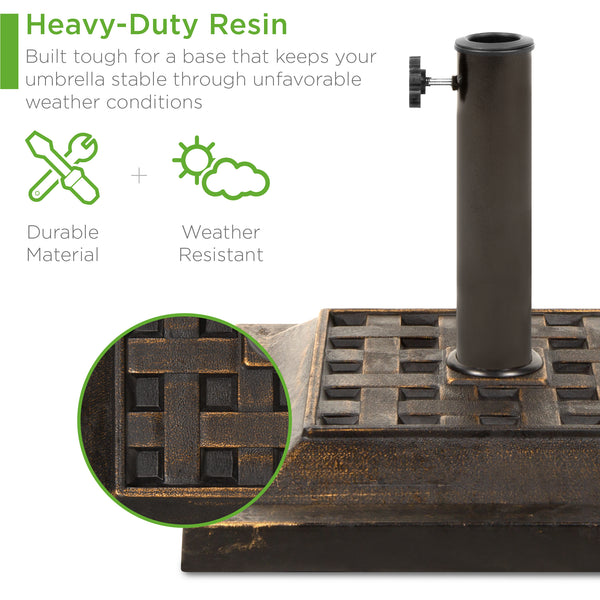 Best Choice 26lb Steel Square Patio Umbrella Base Stand Basketweave Pattern