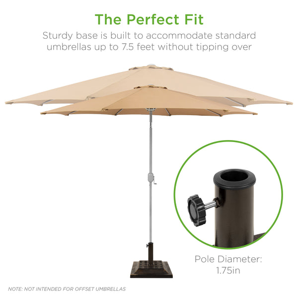 Best Choice 26lb Steel Square Patio Umbrella Base Stand Basketweave Pattern