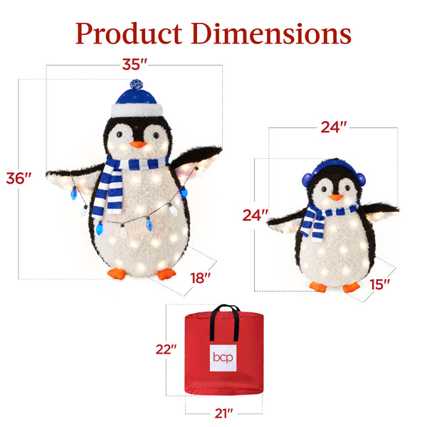 Best Choice 2pc Lighted Pop-Up Penguin Family Christmas Decoration W/ 150 Lights - 3ft