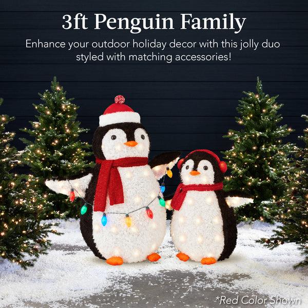 Best Choice 2pc Lighted Pop-Up Penguin Family Christmas Decoration W/ 150 Lights - 3ft