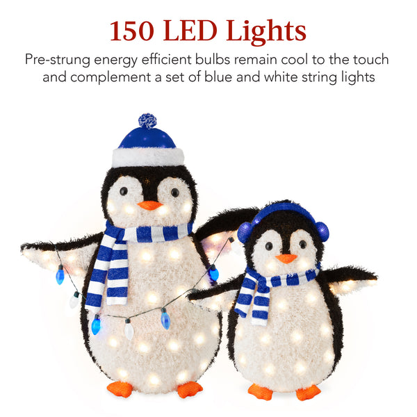 Best Choice 2pc Lighted Pop-Up Penguin Family Christmas Decoration W/ 150 Lights - 3ft