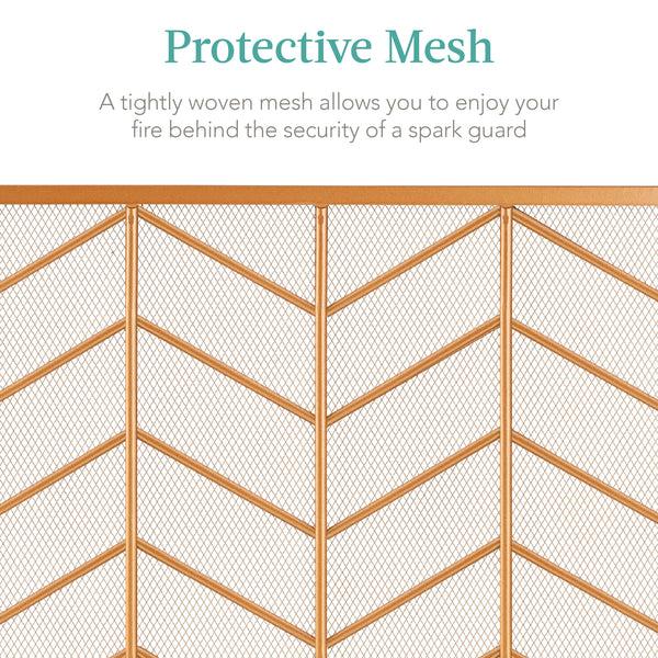 Best Choice 3-Panel Iron Chevron Fireplace Screen W/ Handles - 52x31in