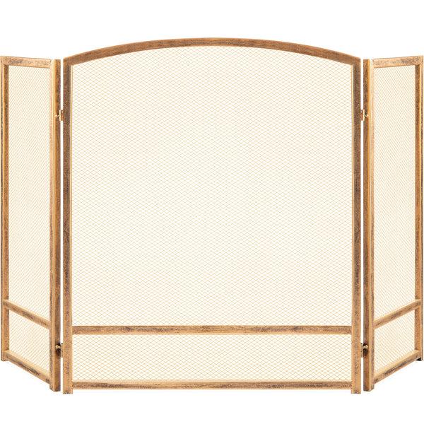 best choice 3-Panel Simple Steel Mesh Fireplace Screen w/ Worn Finish - 47.5x27.25in
