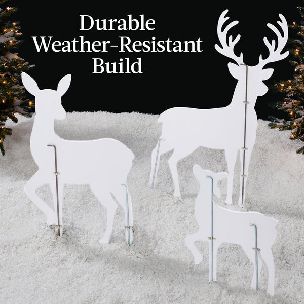 Best Choice 3-Piece 2D Deer Family Silhouette Yard Decoration W/ Buck Doe Fawn - 46in