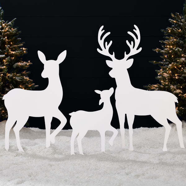 best choice 3-Piece 2D Deer Family Silhouette Yard Decoration w/ Buck Doe Fawn - 46in