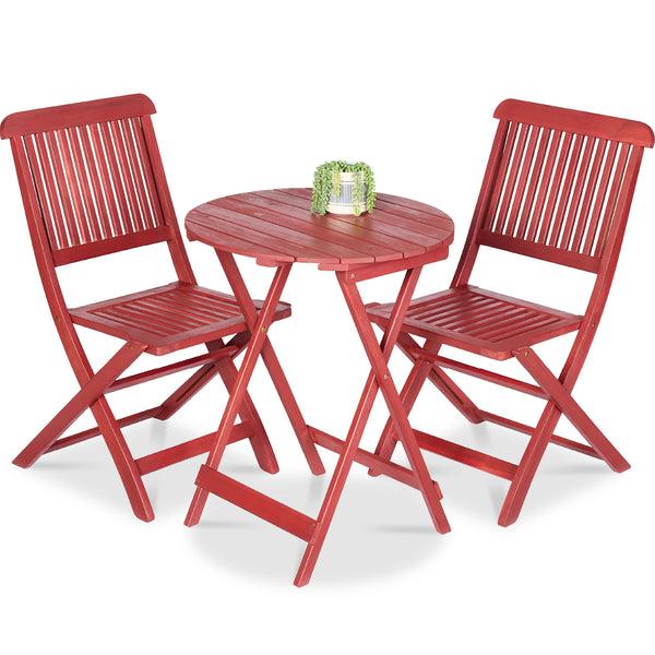best choice 3-Piece Acacia Wood Bistro Set w/ Folding Table 2 Chairs