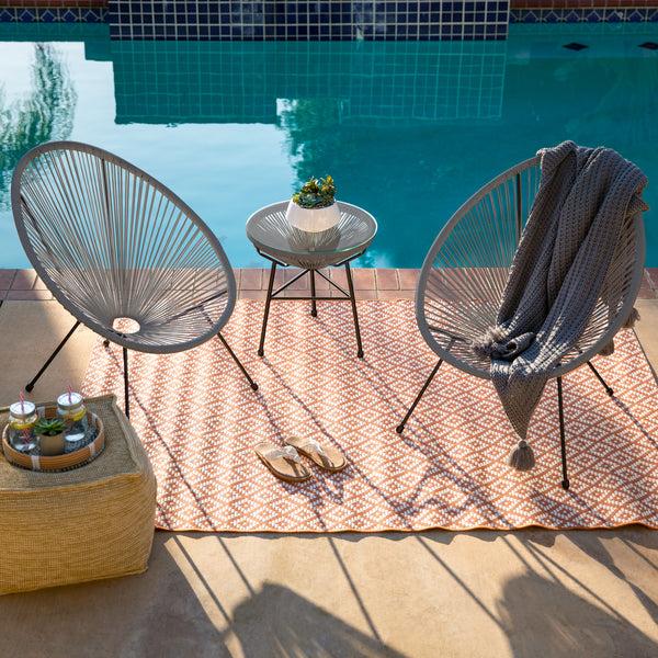 Best Choice 3-Piece All-Weather Patio Acapulco Bistro Set W/ Rope Glass Top Table
