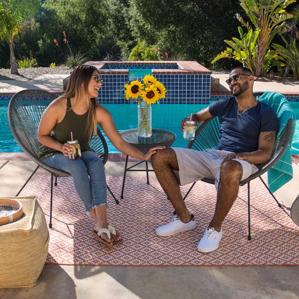 Best Choice 3-Piece All-Weather Patio Acapulco Bistro Set W/ Rope Glass Top Table