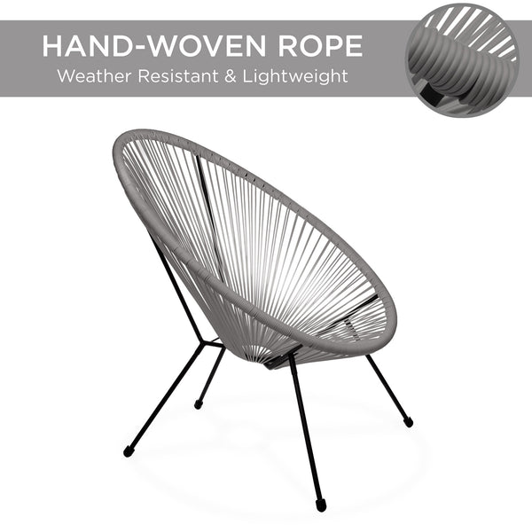 Best Choice 3-Piece All-Weather Patio Acapulco Bistro Set W/ Rope Glass Top Table