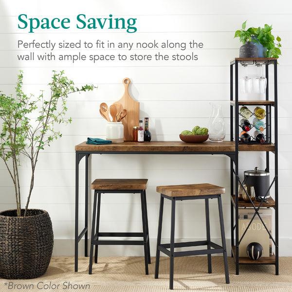 Best Choice 3-Piece Bar Height Dining Set W/ Bottle Rack Glass Storage 5 Shelves