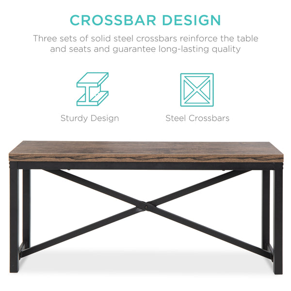 Best Choice 3-Piece Bench Style Dining Furniture Set W/ 2 Benches Table - 45.5in