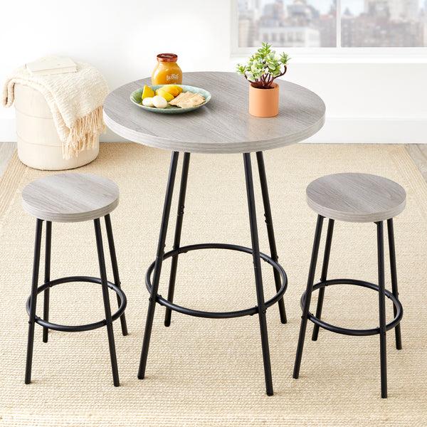 best choice 3-Piece Bistro Set Modern Round Counter Height Dining Set w/ 2 Stools