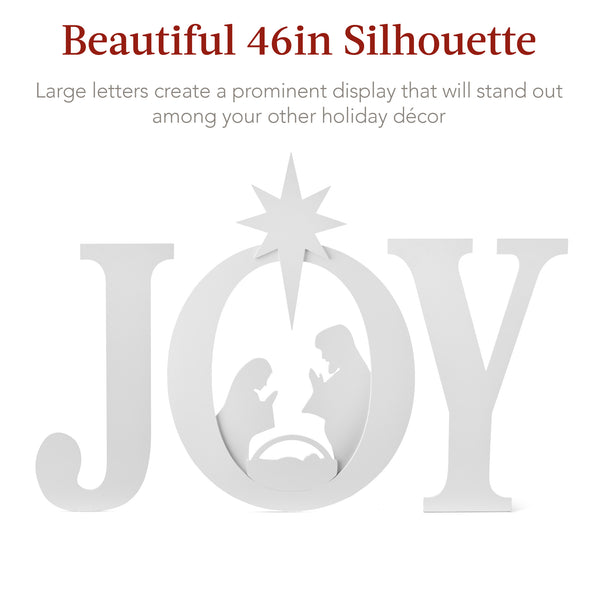 Best Choice 3-Piece Christmas JOY Nativity Yard Decoration W/ Ground Stakes - 46in