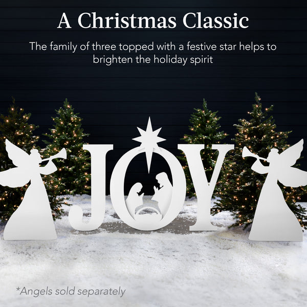 Best Choice 3-Piece Christmas JOY Nativity Yard Decoration W/ Ground Stakes - 46in