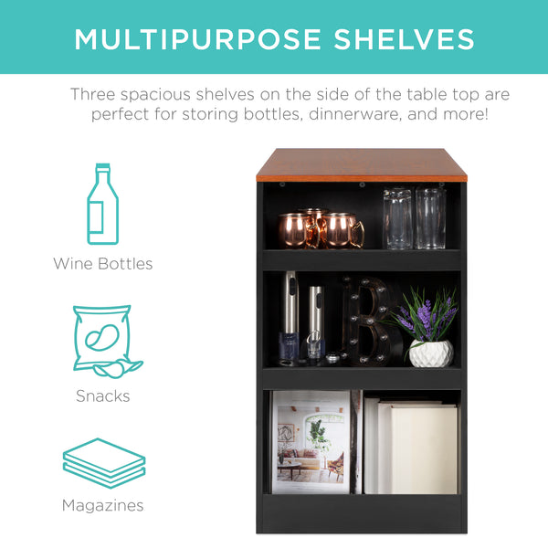 Best Choice 3-Piece Counter Height Kitchen Dining Table Set W/ Storage Shelves