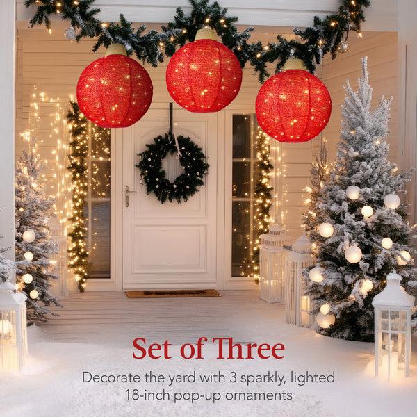 Best Choice 3-Piece Hanging Pop-Up Ornaments Outdoor Christmas Decor LED Lights
