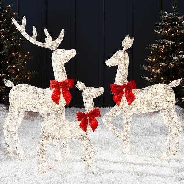 best choice 3-Piece Lighted 2D Christmas Deer Set Outdoor Decor w/ 175 LED Lights - 4ft