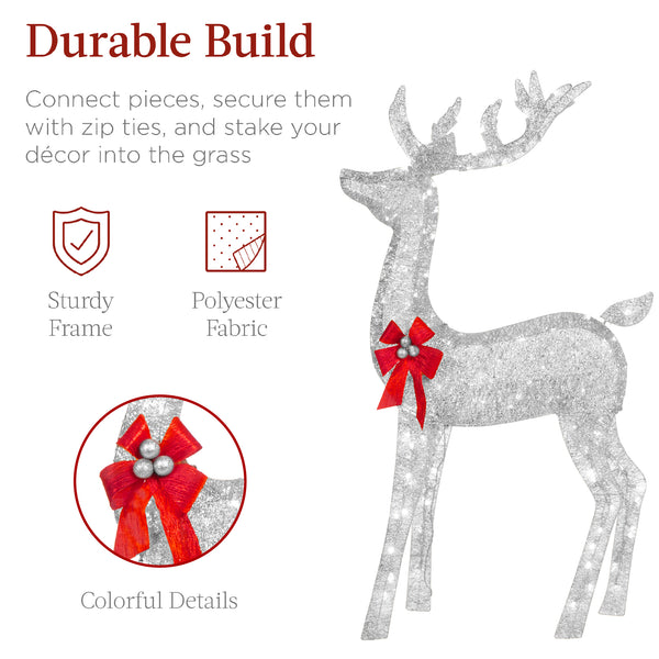 Best Choice 3-Piece Lighted Christmas Deer Set Outdoor Decor With LED Lights
