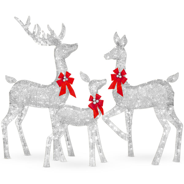 best choice 3-Piece Lighted Christmas Deer Set Outdoor Decor with LED Lights