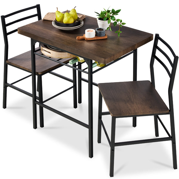 best choice 3-Piece Modern Square Dining Set w/ Storage Rack