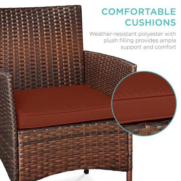 Best Choice 3-Piece Outdoor Patio Wicker Bistro Set W/ Side Storage Table