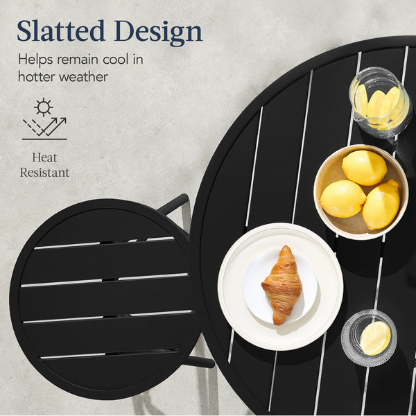 Best Choice 3-Piece Patio Bar Height Bistro Set W/ Backless Stools Slatted Design