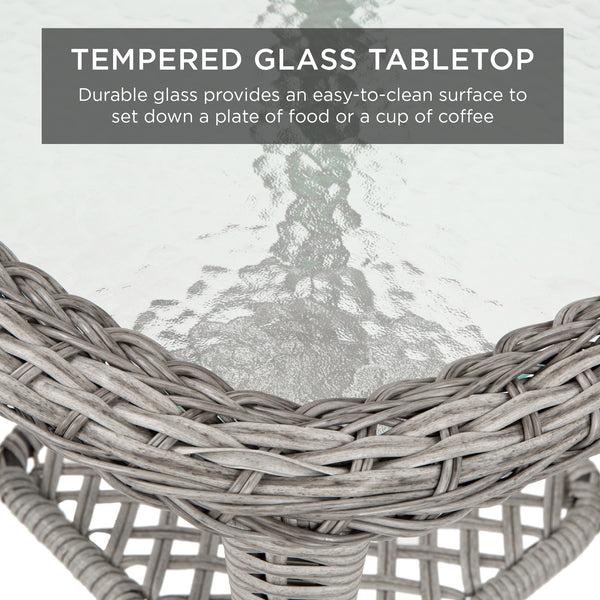 Best Choice 3-Piece Patio Wicker Bistro Furniture Set W/ 2 Swivel Rocking Chairs Table