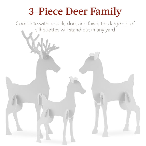 Best Choice 3-Piece Reindeer Family Silhouette Yard Decoration W/ Buck Doe Fawn - 56in