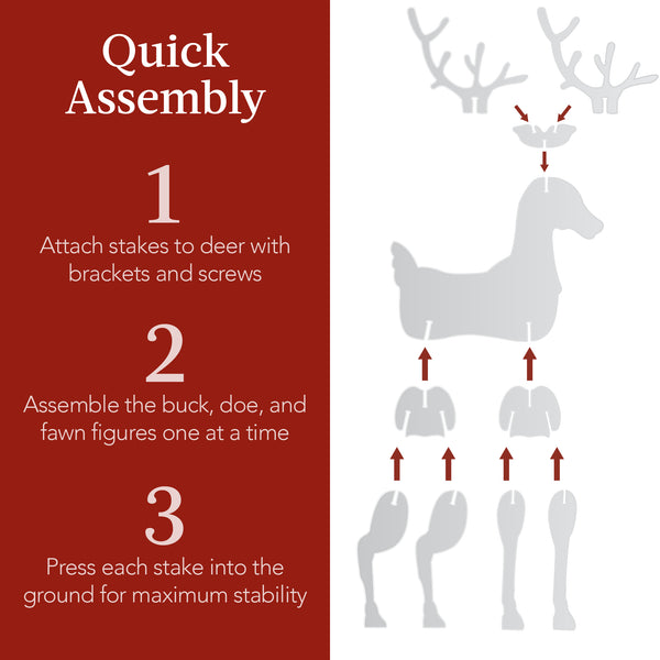 Best Choice 3-Piece Reindeer Family Silhouette Yard Decoration W/ Buck Doe Fawn - 56in