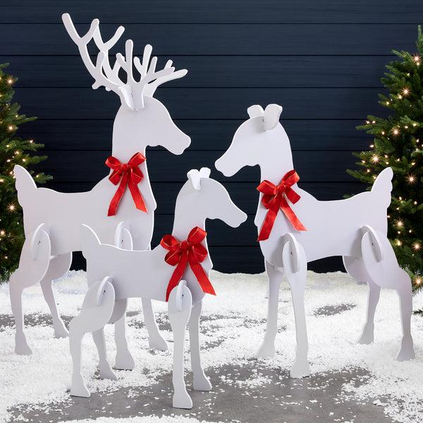 best choice 3-Piece Reindeer Family Silhouette Yard Decoration w/ Buck Doe Fawn - 56in