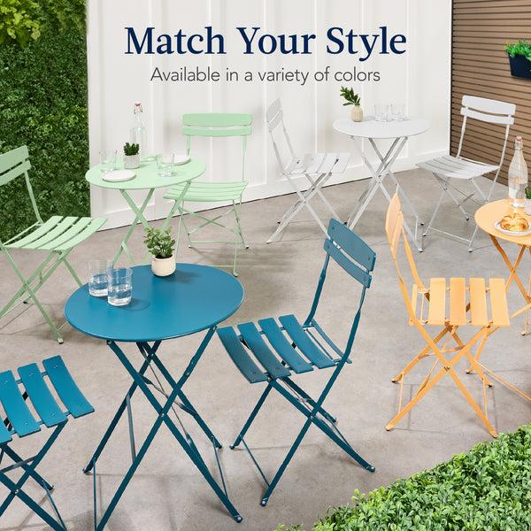Best Choice 3-Piece Small Folding Patio Bistro Set W/ 2 Chairs